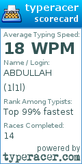 Scorecard for user 1l1l