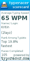 Scorecard for user 2layz