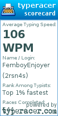 Scorecard for user 2rsn4s