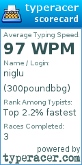Scorecard for user 300poundbbg