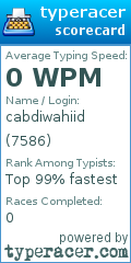 Scorecard for user 7586