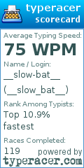 Scorecard for user __slow_bat__
