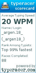 Scorecard for user _argen18_