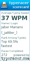 Scorecard for user _ja88er_