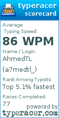 Scorecard for user a7medtl_
