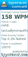 Scorecard for user actuallynonquitforlife