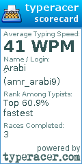 Scorecard for user amr_arabi9