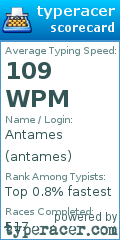 Scorecard for user antames