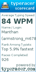 Scorecard for user armstrong_m678