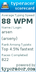 Scorecard for user arseny