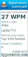 Scorecard for user atilla777