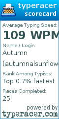 Scorecard for user autumnalsunflower