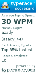 Scorecard for user azady_44