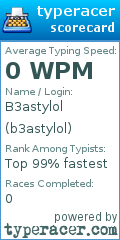 Scorecard for user b3astylol