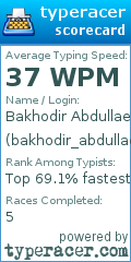 Scorecard for user bakhodir_abdullaev