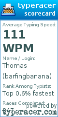 Scorecard for user barfingbanana