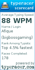 Scorecard for user bigbossgaming