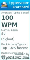 Scorecard for user bigloot