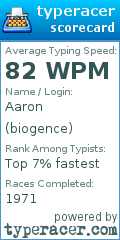 Scorecard for user biogence