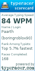 Scorecard for user boringroblox90