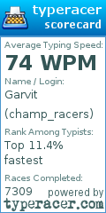 Scorecard for user champ_racers