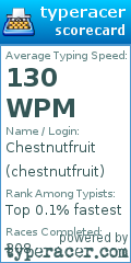 Scorecard for user chestnutfruit