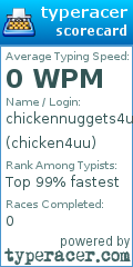 Scorecard for user chicken4uu