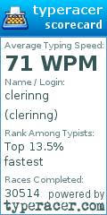 Scorecard for user clerinng