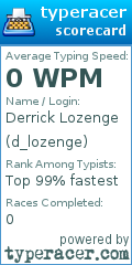 Scorecard for user d_lozenge