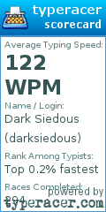 Scorecard for user darksiedous