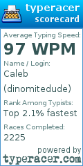 Scorecard for user dinomitedude
