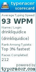 Scorecard for user drinkliquidice