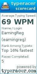 Scorecard for user earningreg