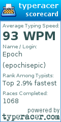 Scorecard for user epochisepic