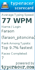 Scorecard for user faraon_pitoncina