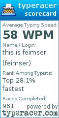 Scorecard for user feimser
