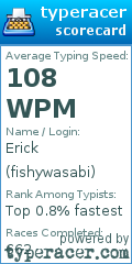 Scorecard for user fishywasabi