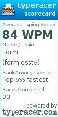 Scorecard for user formlesstv