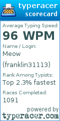 Scorecard for user franklin31113