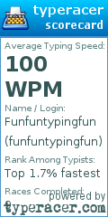 Scorecard for user funfuntypingfun