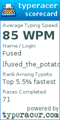 Scorecard for user fused_the_potato