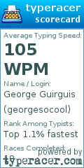 Scorecard for user georgesocool