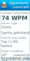 Scorecard for user gonta_gokuhara