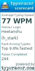 Scorecard for user h_stark