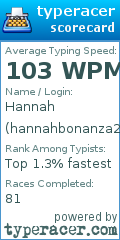 Scorecard for user hannahbonanza2oo2