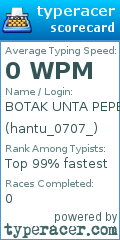 Scorecard for user hantu_0707_