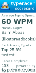 Scorecard for user iliketoreadbooks