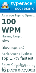 Scorecard for user ilovespock