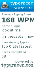 Scorecard for user imthecaptainnow1