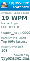 Scorecard for user isaev__erbol0909